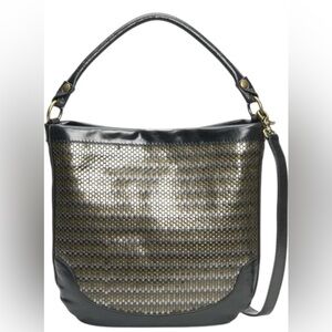 Frye Women's Leather Melissa Stud Hobo Purse Bag Black/Gold Multi